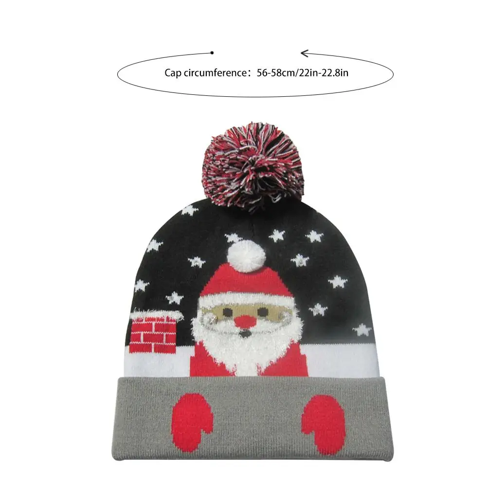 

Christmas LED Glowing Hat Hats Light Up The New Year Beanie Sweater Knitted Light Up Knitted Hat For Kid Adult Christmas Party