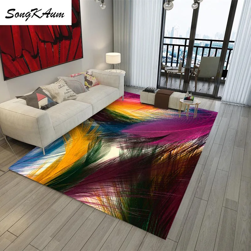 Оригинальные большие ковры SongKAum с перьями простые европейские Нескользящие