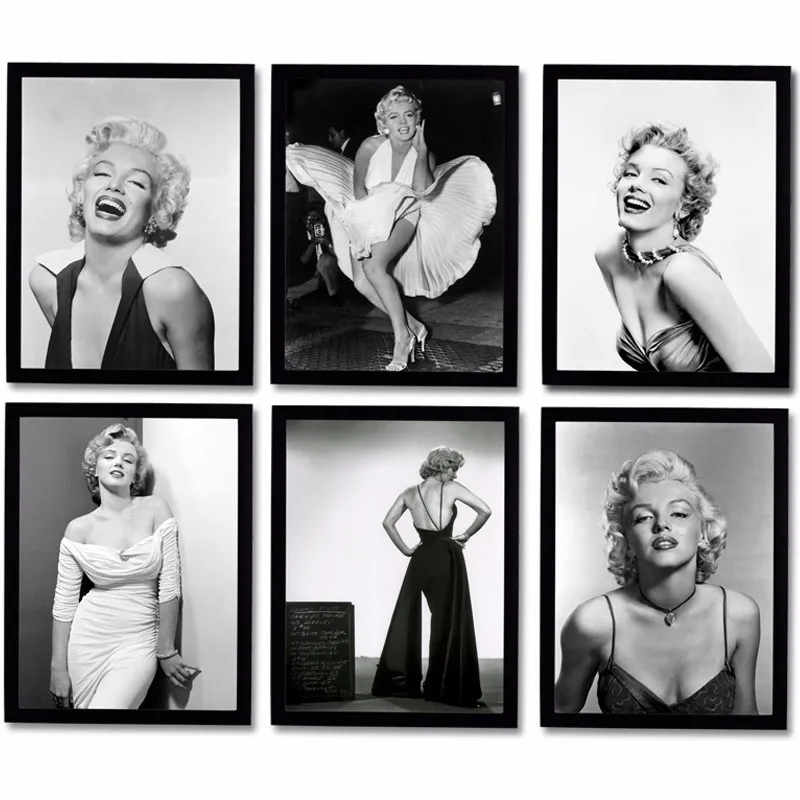 

Classical Movie Star Canvas Painting Marilyn Monroe Poster Wall Art Home Decor Picture and Prints Black White Figure Painting