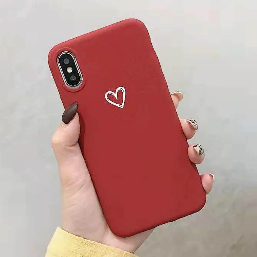 LCHULLE матовые милые чехлы с сердечками для IPhone XR XS MAX X Ультра тонкие мягкие ТПУ