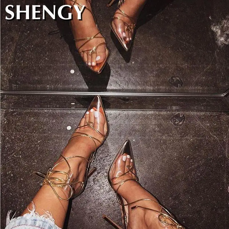 

Women High Heel Sandals Fashion Comfort Luxury Sandals For Woman 2020 Female Summer Cross-tied Heels Shoes Party Shoes Big Size