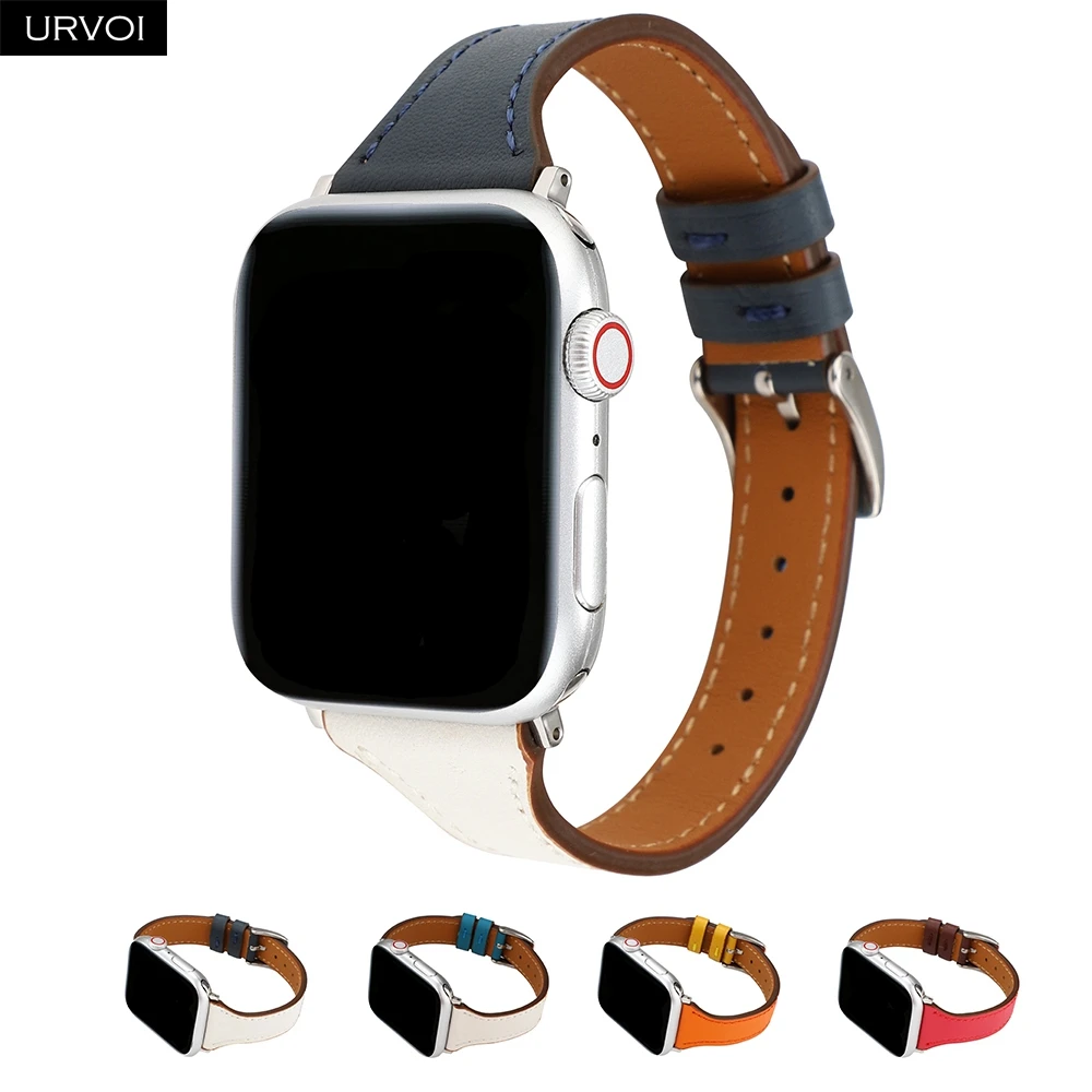 URVOI тонкий ремешок для наручных часов Apple Watch версии 5/4 3/2/1 пояса из натуральной