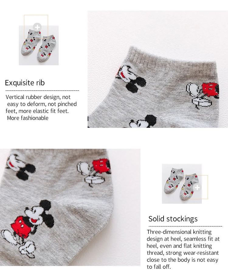 Disney Minnie Mickey Cartoon socks women Cotton Socks Women Pink Cute Cat Ankle Socks Short Socks Casual Gril Socks EUR 35-42