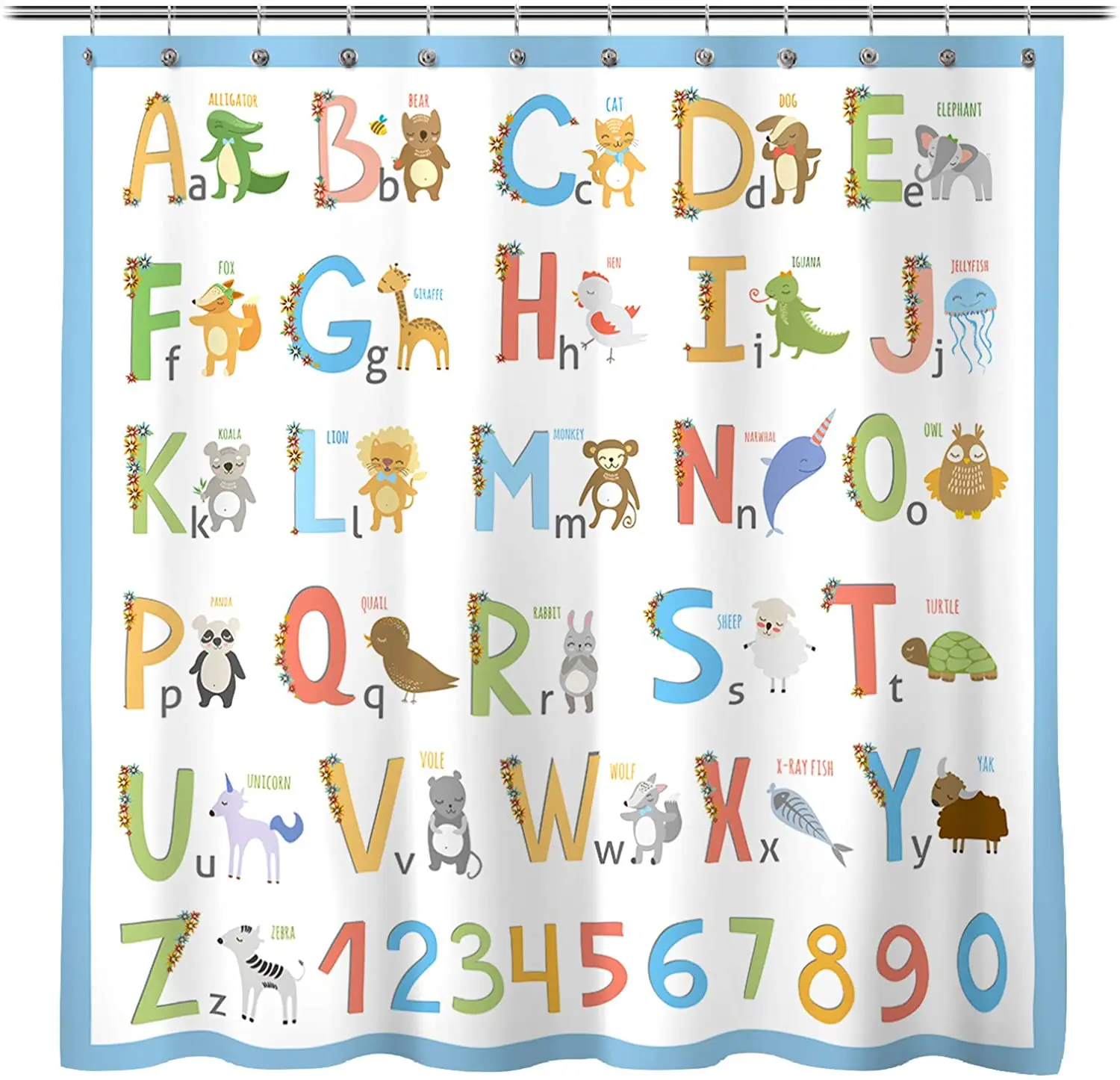 Штора для душа с буквами алфавита Детский обучающий постер ABC от A до Z