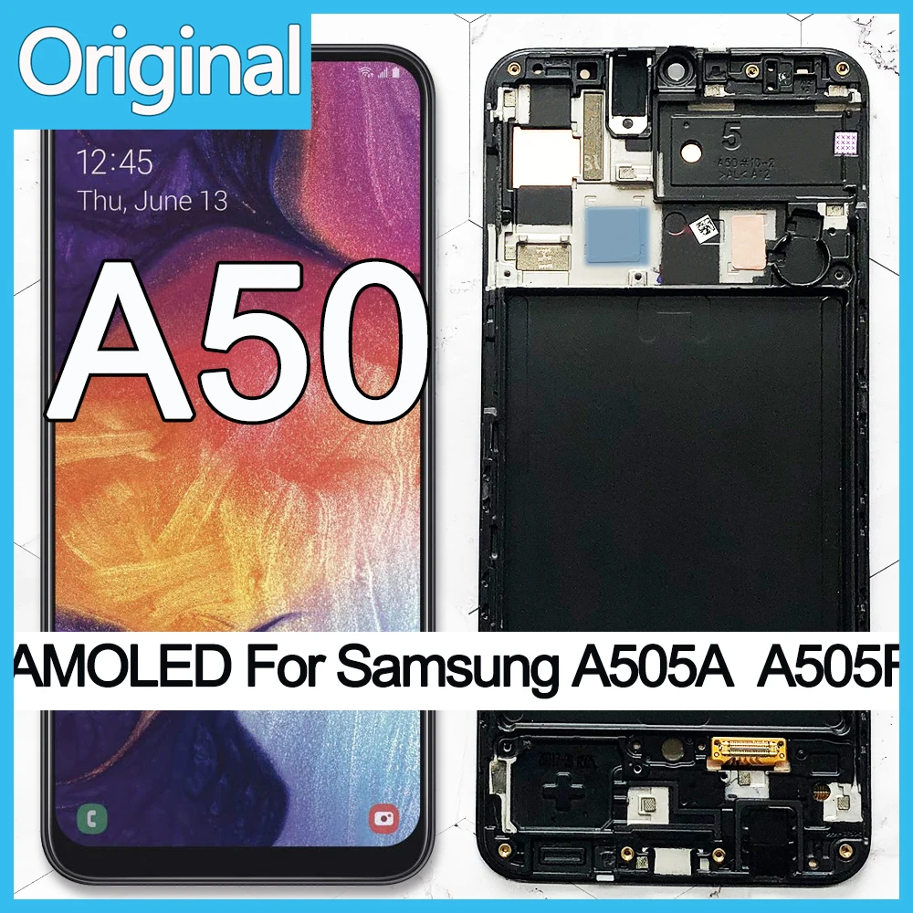 100% супер AMOLED 6 4 &quotLCD для Samsung galaxy A50 LCD 2019 A505F/DS A505F A505FD A505A сенсорный экран дигитайзер