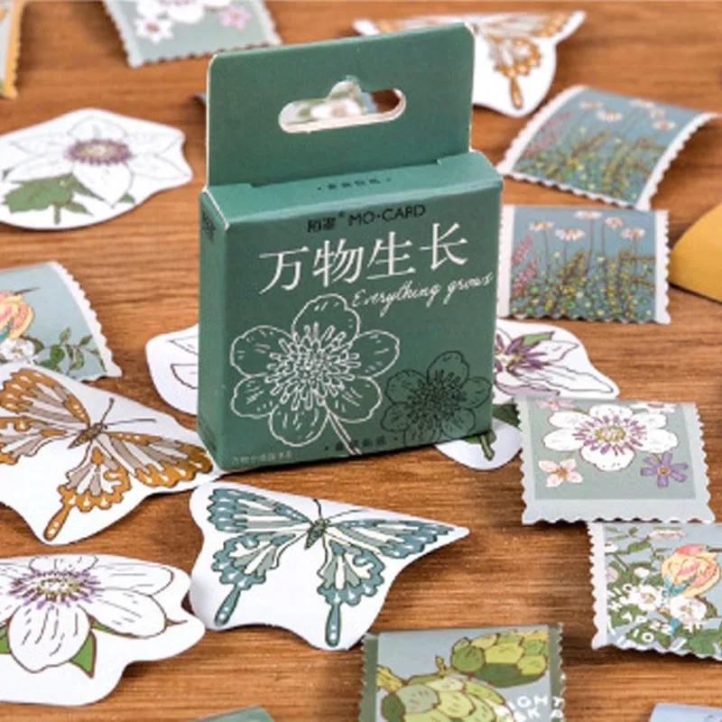 

20packs wholesale Box fresh hand account plant stickers Square mini card of plant flower can be pasted 4CM