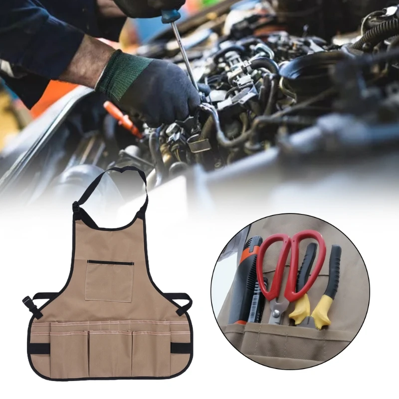 

Men Women Professional Multi-Function Adjustable Work Tool Apron with Pockets for Gardening Woodwork Room Craft Workshop