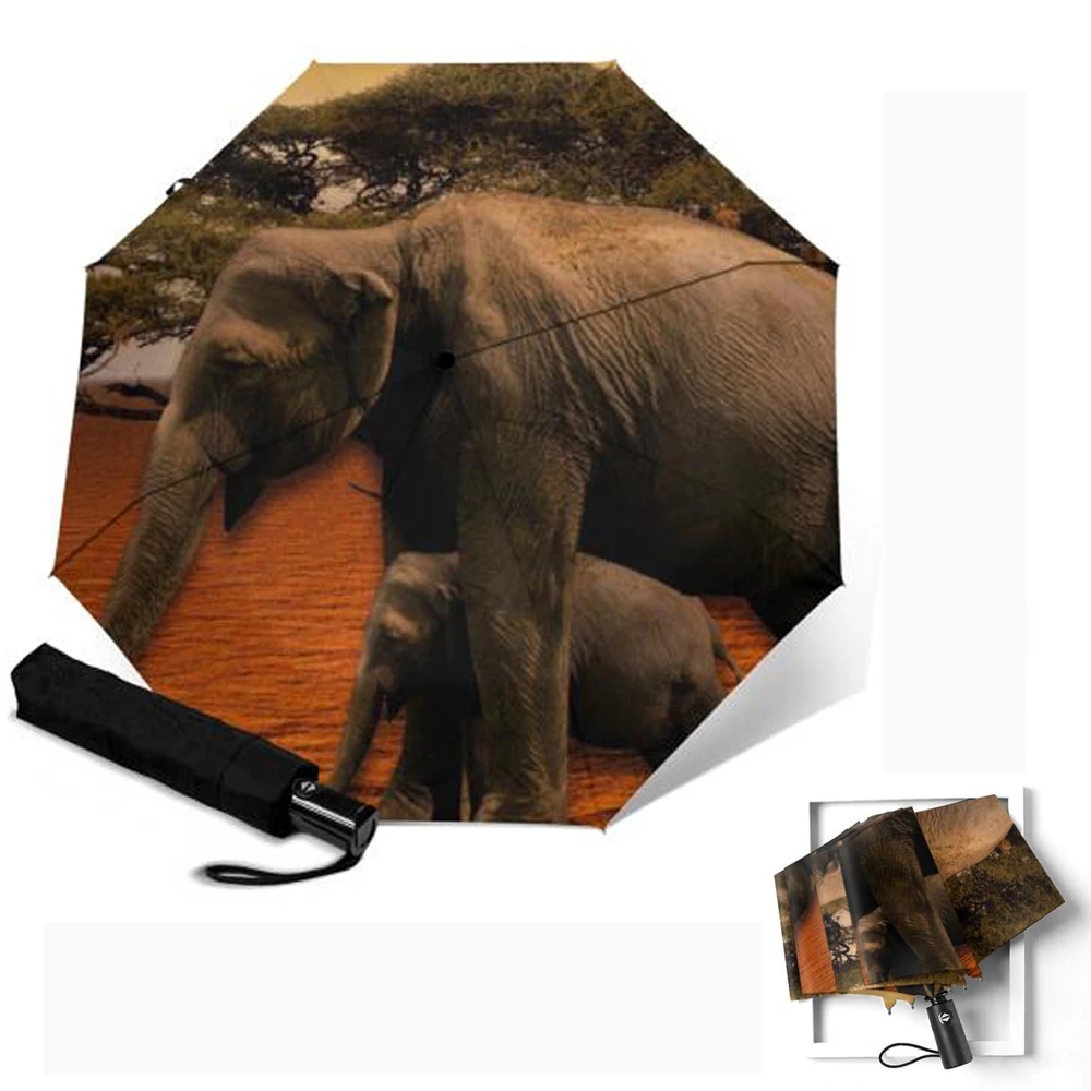 Зонт От Дождя Складной с УФ защитой и Рисунком Слона|Зонтики| |