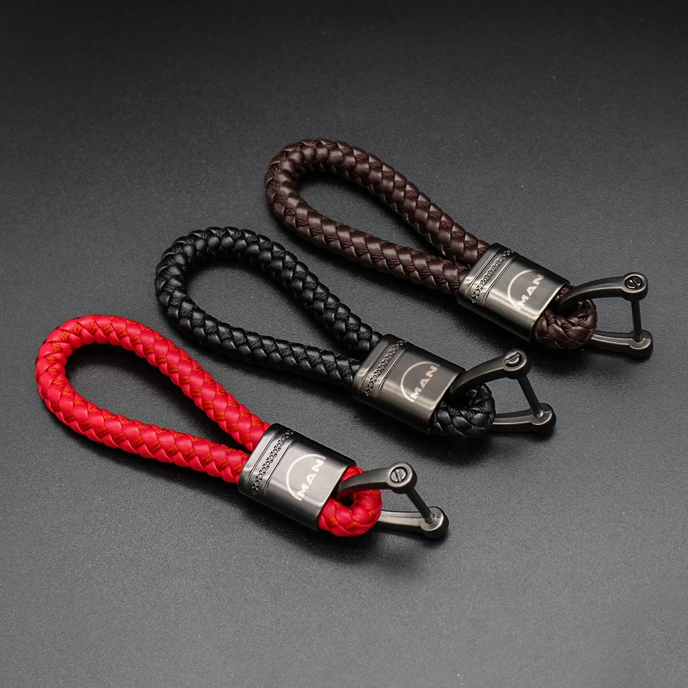 

High-grade men's fine leather key ring For MAN TGX TGM TGA TGS TGE waist trailer key chain lock Auto Accessories