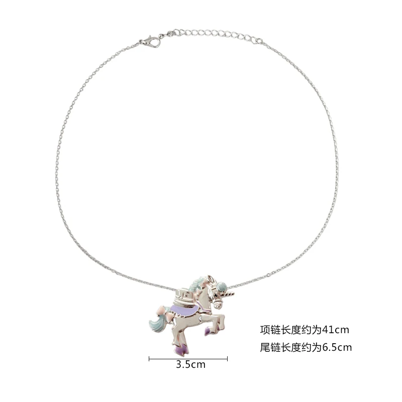 Женское колье с подвеской в виде единорога Массивное цепочкой до ключицы