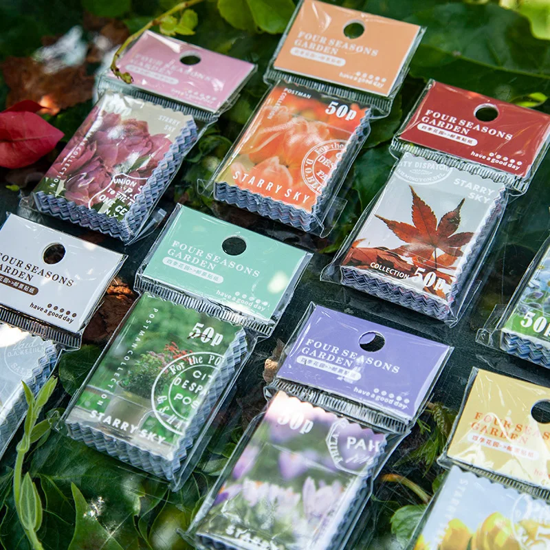 

8 Design Ins Style Four Seasons Garden Series Stamp Sticker Creative Mini Stamp Pocket Sticker