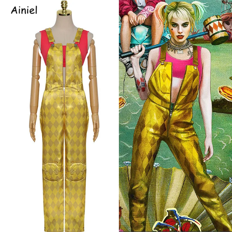 

Movie Birds of Prey Cosplay Disfraz Costumes Romper Overalls Jumpsuits Women Wig Halloween Adult