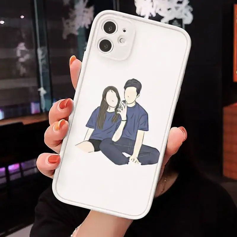 

Illustration art boy girl Phone Cases Matte Transparent for iPhone 7 8 11 12 s mini pro X XS XR MAX Plus cover funda