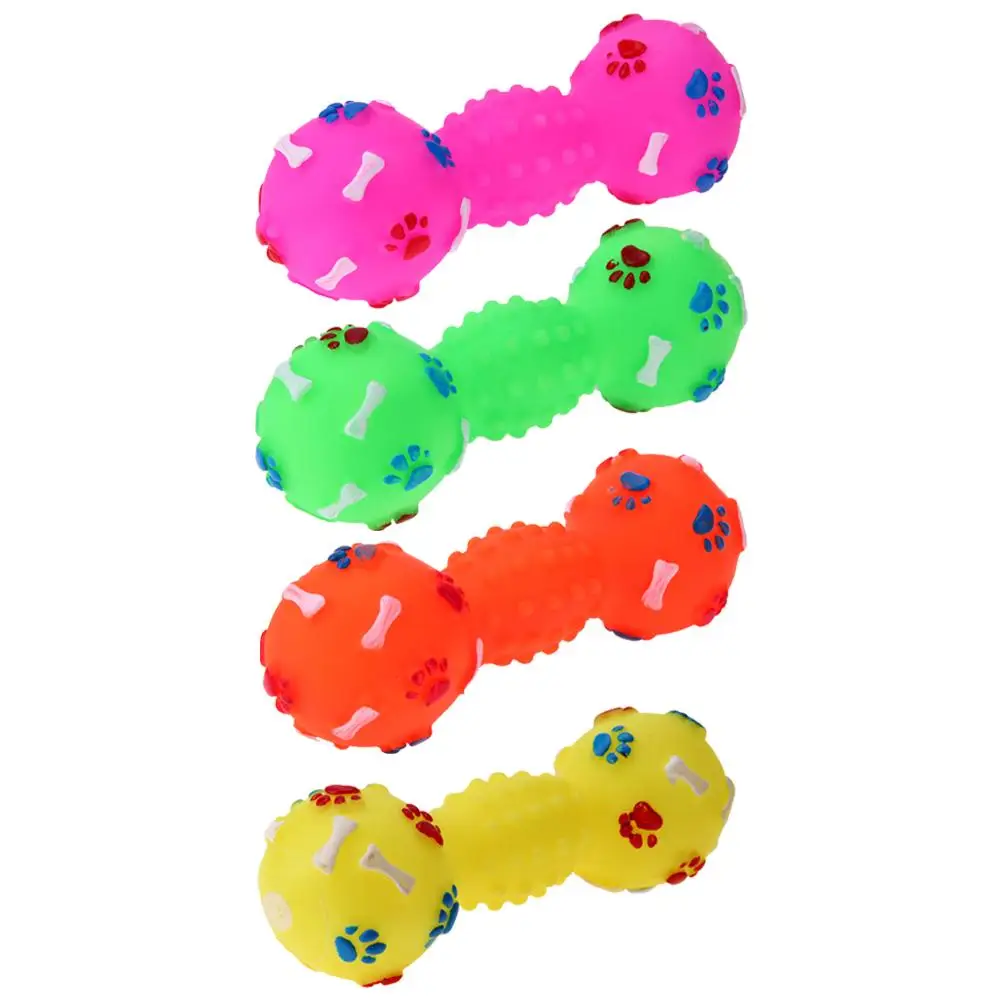 

1pcs Colorful Pet Dog Cat Toy Puppy Sound Polka Dot Squeaky Toy Rubber Dumbbell Chewing Funny Toy