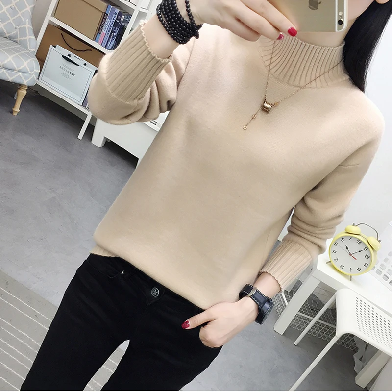 

Winter Women's Sweaters Thick Turtleneck Autumn Fleece Solid Knitted Female 2020 Fashion Warm Lady Pullovers