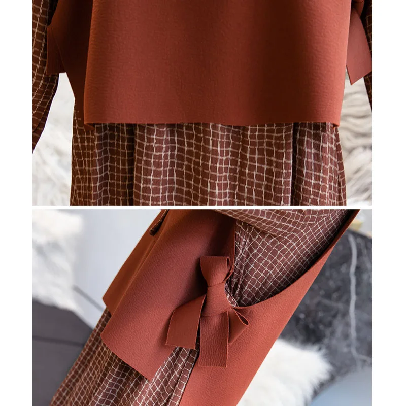 Комплект из 2 предметов с галстуком бабочкой в клетку для кормящих матерей платья