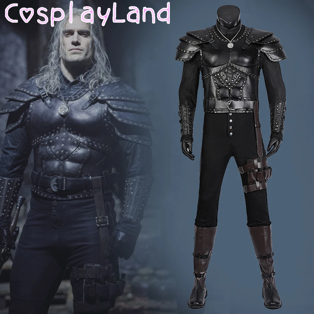 Newest Halloween Carnival Witch Cosplay Geralt of Rivia Costume Fancy Superhero Geralt Adult Men Suit Custom Made Outfit