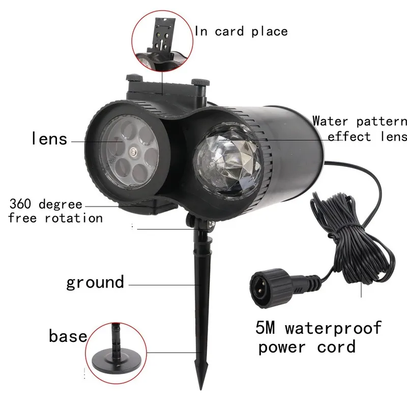 Водонепроницаемый светодиодный светильник в виде снежинок 12 узоров для