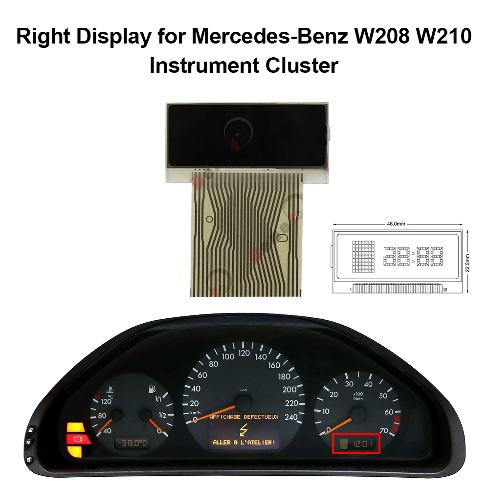 Дисплей справа для Mercedes W202 W208 W210 R170 кластер инструментов | Автомобили и мотоциклы