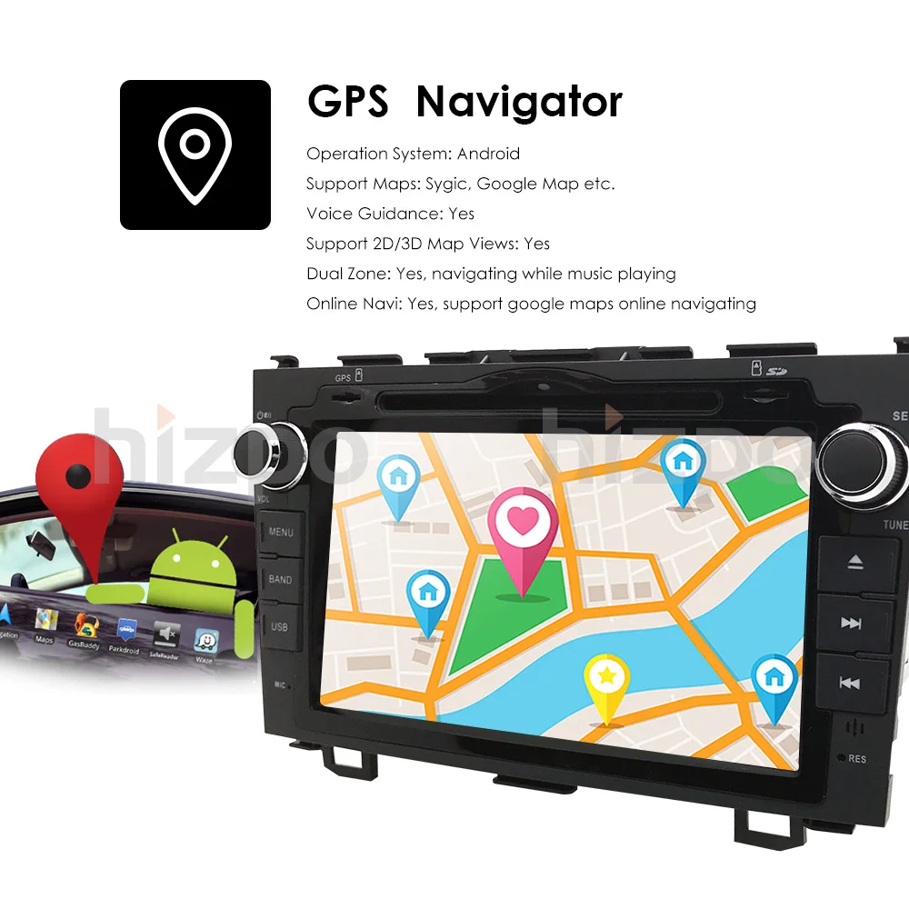 Android 9,0 HD 1024*600 автомобильный dvd-плеер радио для Honda CRV 2007-2011 4G wifi gps навигация головное устройство 2 din 2GRAM SWC DVB-T DAB