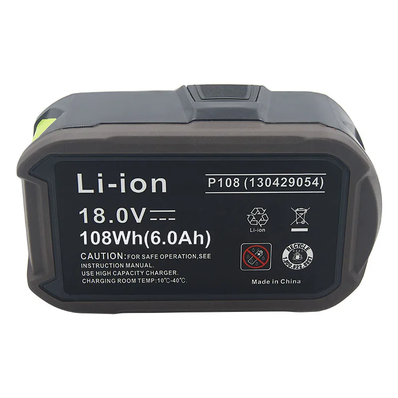 

18V 6000mAh Li-ion Rechargeable Battery for Ryobi ONE+ cordless Power Tool BPL1820 P108 P109 P106 P105 P104 P103 RB18L50 RB18L40