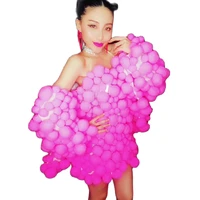 backless gauze mini dress full hair ball decoration ladies nightclub performance dance costumes theatrical costume for women
