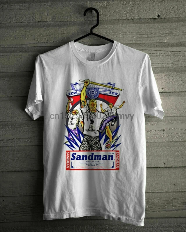 Новая Винтажная Футболка ECW SANDMAN с принтом крови пота пива | Мужская одежда