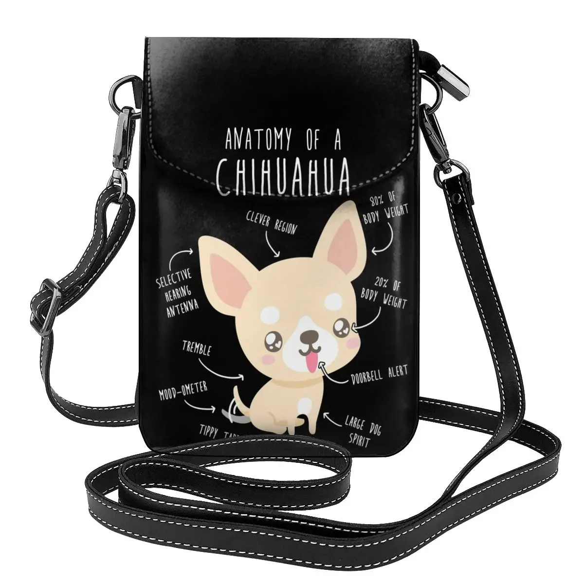 

Chihuahua Dog Anatomy Shoulder Bag Cute Dog Lover Gifts Reusable Women Bags Leather School Female Purse