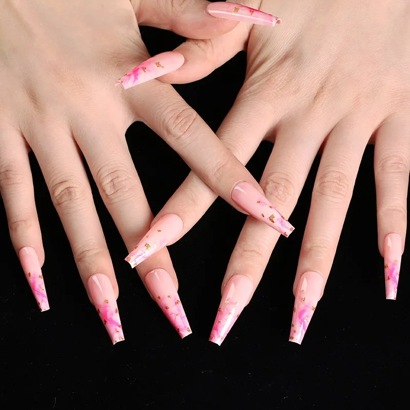 Красочные накладные ногти 24 шт. квадратные удлиненные акриловые Набор для