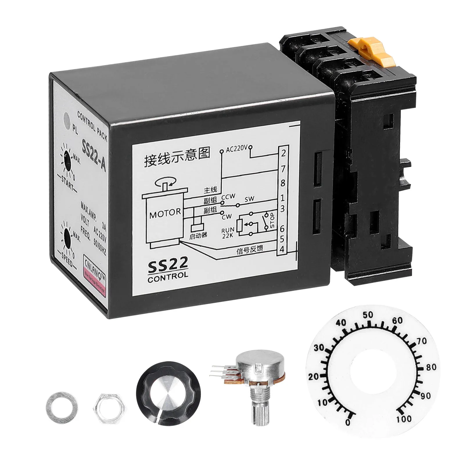 

SS22-A 6-250W AC220V 3A 50/60Hz Speed Controller Motor Speeds Pinpoint Regulator Control Device