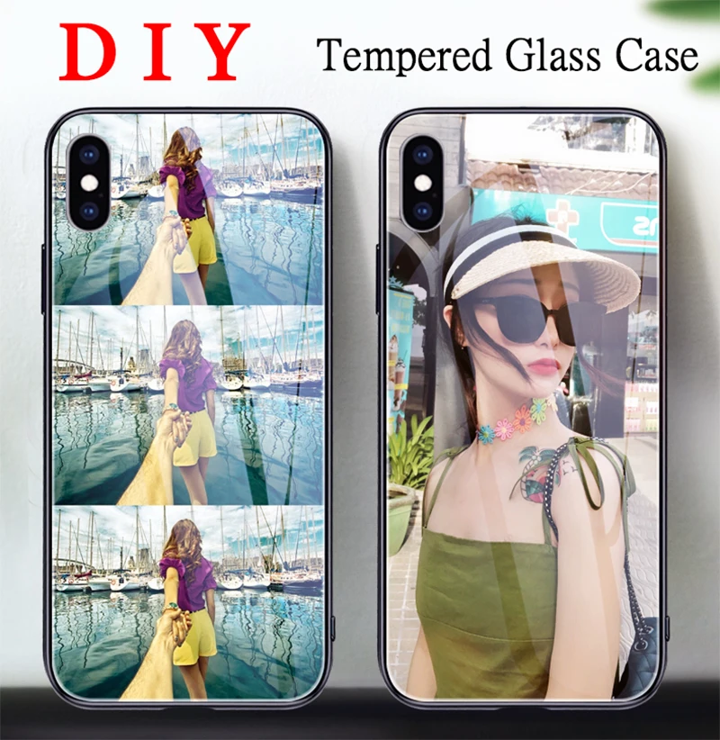 

Customized Tempered Glass Case For Samsung GalaxyA6 A8 plus Note9 10 S8 S9 Plus S11 J3 J5 J7 2017 J4 J6 J8 2018 Cover Name Photo