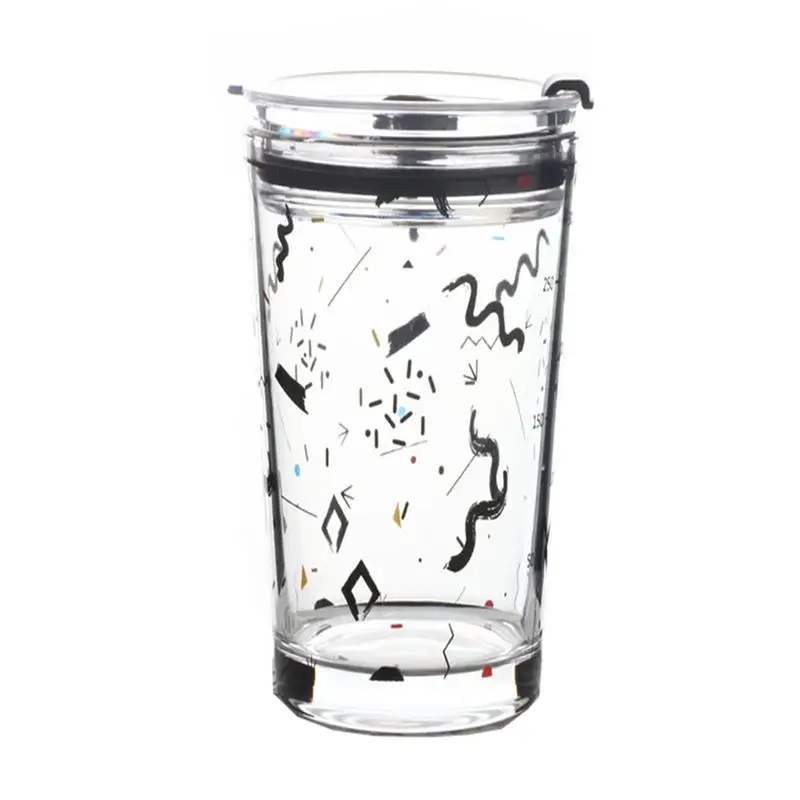 1 шт. стеклянная чашка для воды с крышкой портативная молока кружка питьевой