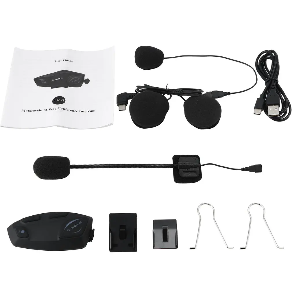 

T30S-12 Intercom Wireless Helmet Walkie-talkie Multifunctional Motorcycle Wireless Headset Communication Equipment