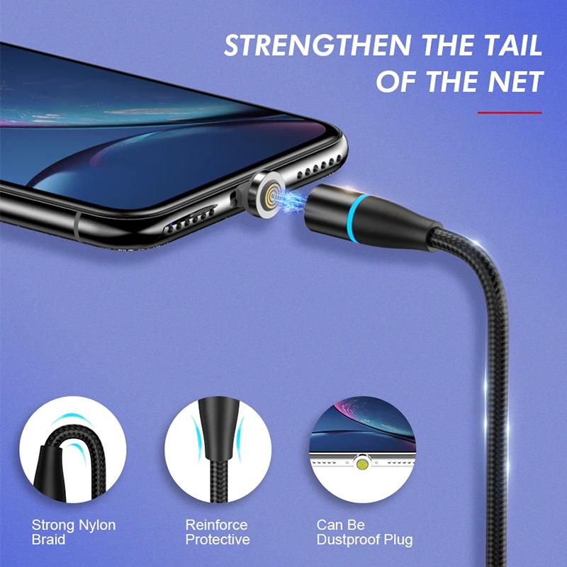 Светодиодный магнитный кабель Micro USB Jellico QC3.0 быстрая зарядка для iPhone XS X штекер Type C