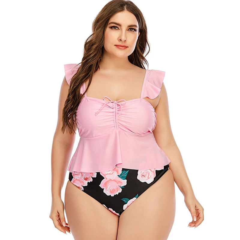 

Luren Plus Size Swimwear 2021 Bathing Suits Tankini Women Women Summer Backless Sexy Print Beachwear Siamese Bikini Set