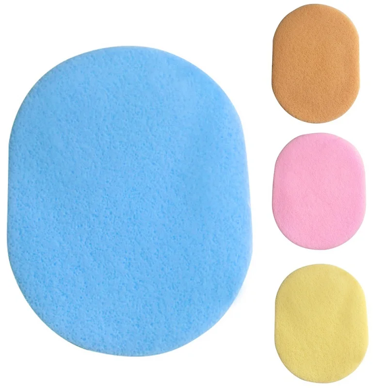 4pcsFace Round Makeup Remover Tools Natural Wood Pulp Sponge Cellulose Compress Cosmetic Puff Facial Washing Random Color |