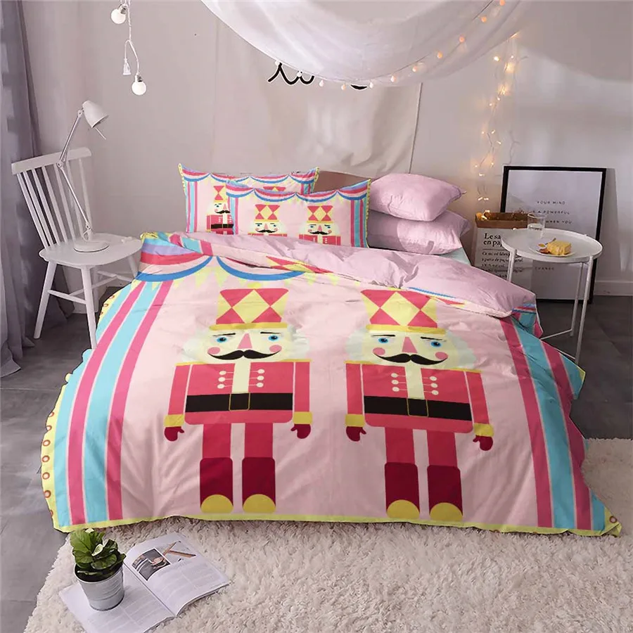 HELENGILI 3D Постельное белье Щелкунчик печати пододеяльник набор Bedcloth с Наволочка на