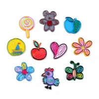 2pcslot cartoon child lollipop bear flower chick apple love heart hand made earrings connectors diy pendant components charms
