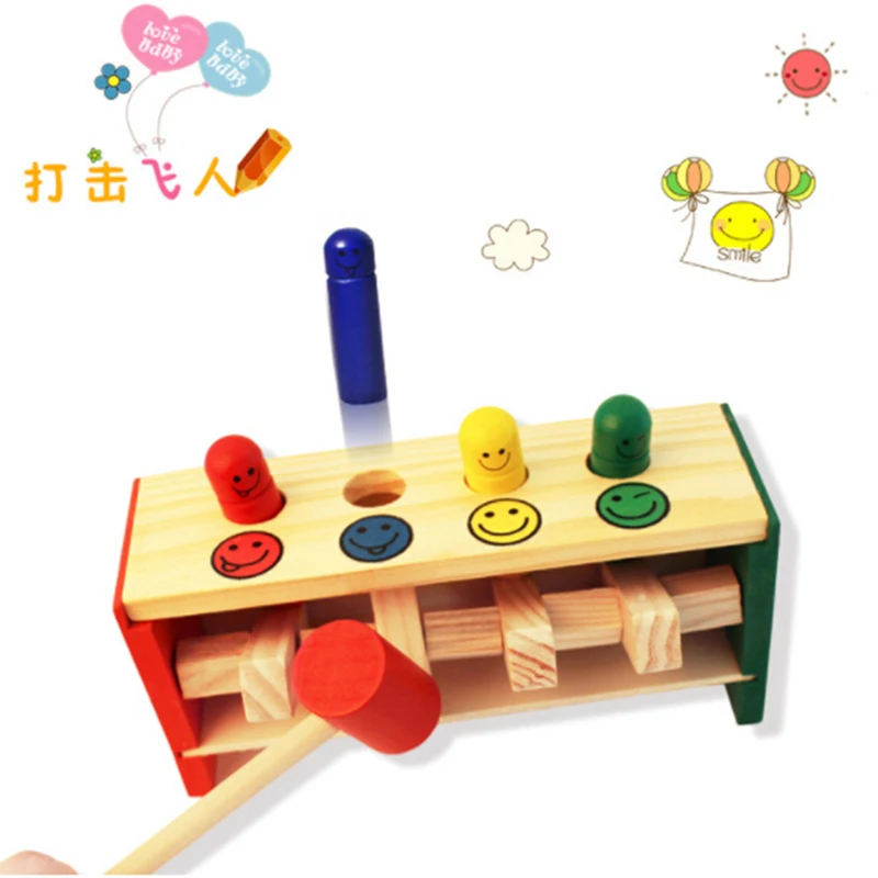 

Baby Wooden Hammer Toys +Stick Hammer Box Toddlers Educational Puzzle Toys For Children Wooden Game Hammering Bench Kids Toys