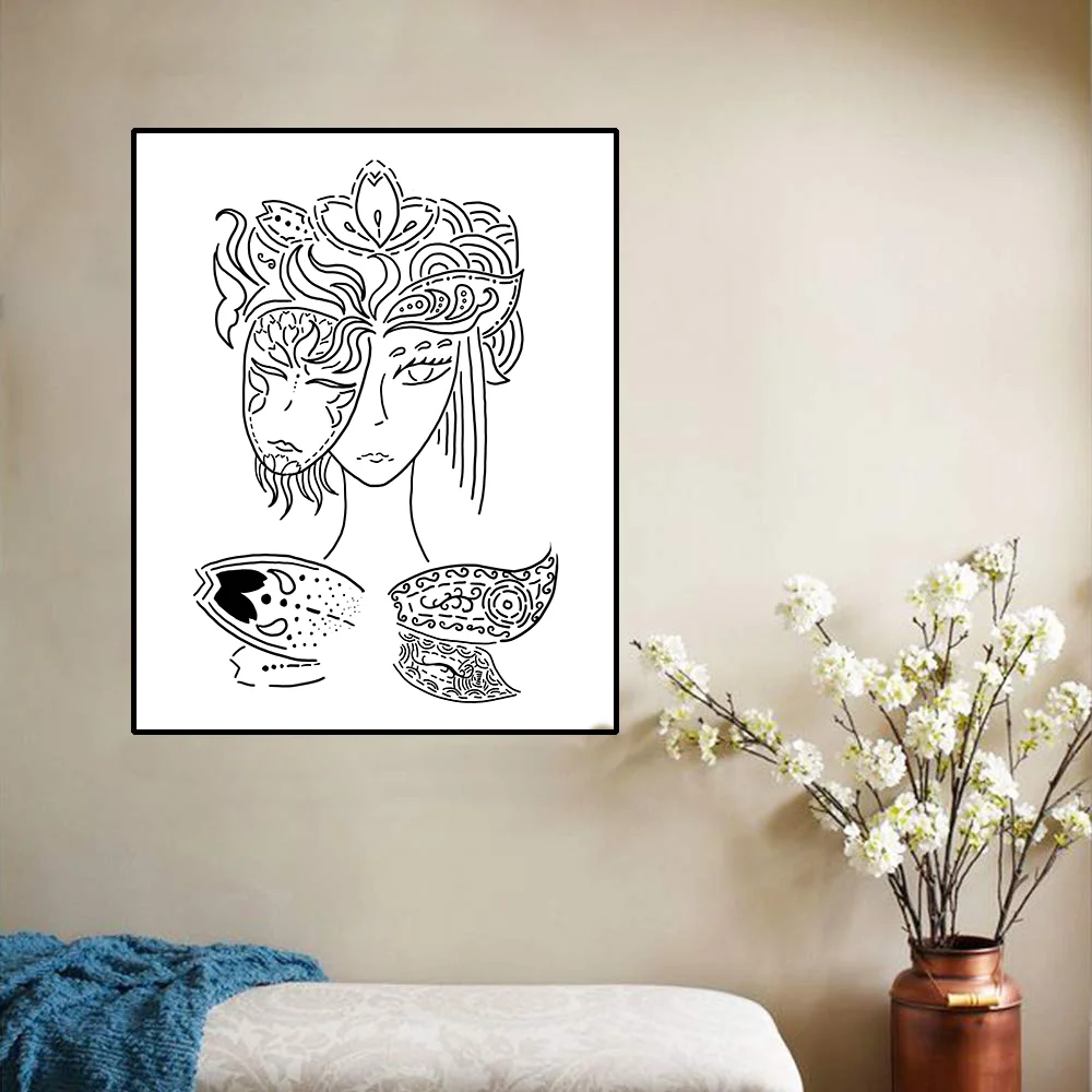 Абстрактная женщина рисунок лески плакаты в скандинавском стиле Современные