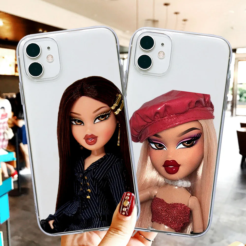 

Funny Cartoon Doll Bratz Clear Cute Phone Case For iPhone 12 11 Pro Max 8 7 6 6S Plus XR 10 X XS Max SE2020 Soft TPU Coque Funda