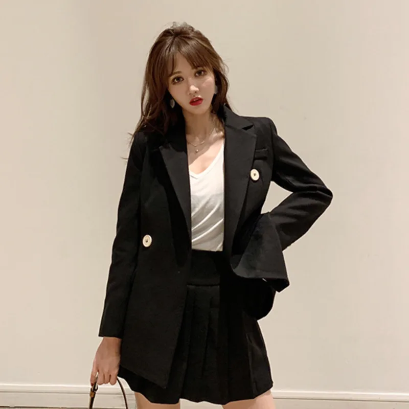 LANMREM сплошной цвет двубортный с длинным рукавом Femme Блейзер Куртка дикая