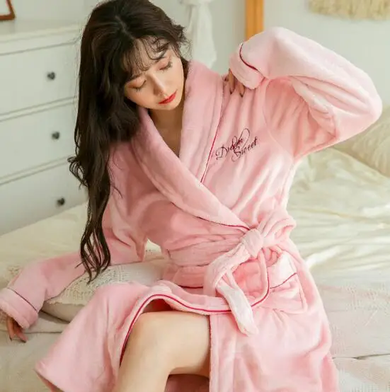 Осенне-зимний халат Fdfklak Женская плотная теплая одежда для сна фланелевые