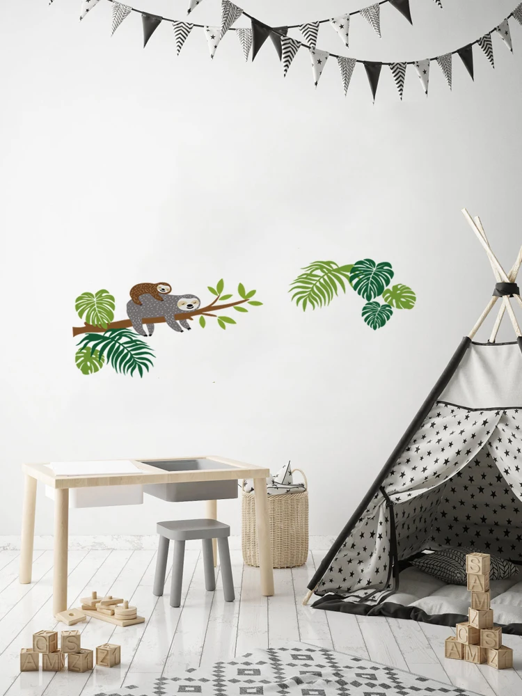 Ленивая ветка дерева Наклейка на стену наклейки натуральный тропический лист