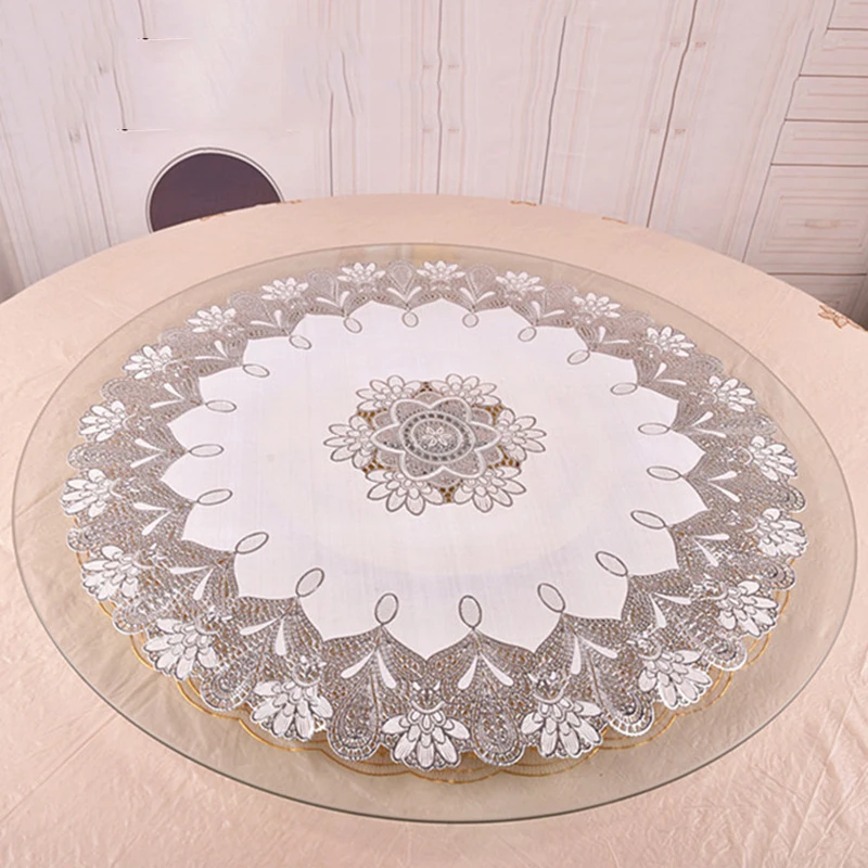 Водонепроницаемая круглая бронзовая скатерть из ПВХ настольная не скользящие