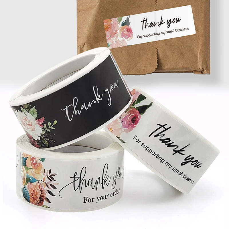 

Thank You Stickers Roll Cute Flowers Pattern 120-Count Stickers Round for Wedding Birthday Party Favors Holiday GDeals