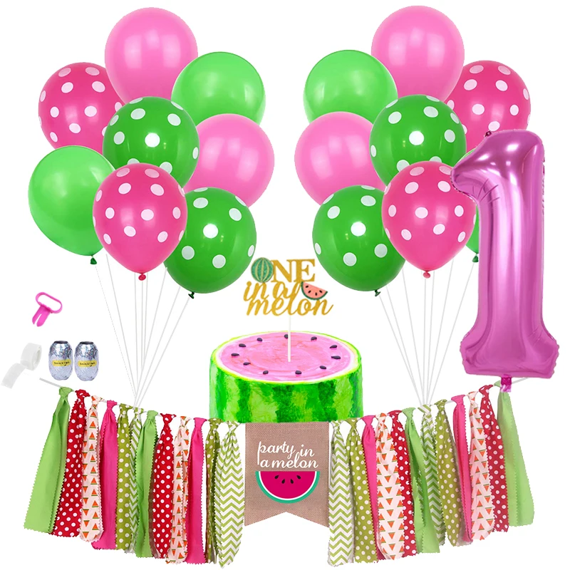 

Watermelon Hawaiian Party Decorations Latex Balloons Kit 1st Birthday Party Decorations Kids Girl One In A Melon Cake Toppers