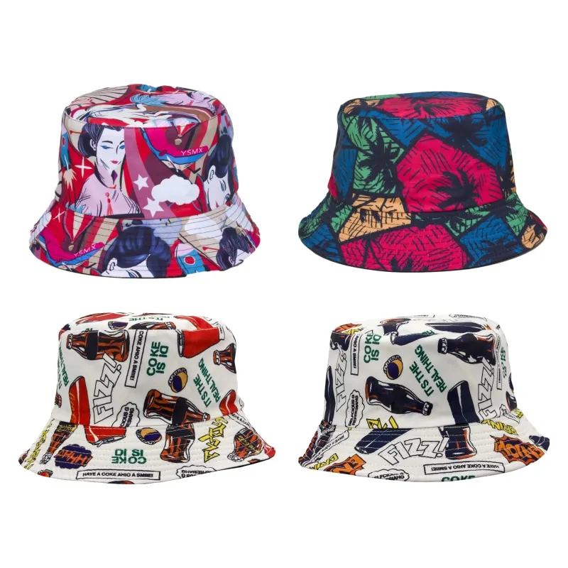 

New Unisex Summer Foldable Bucket Hat Women Panama Outdoor Sunscreen Bob Beach Cap Print Fishing Cap Men Basin Chapeau Sun Hats