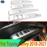 For Toyota Camry 2018 2019 2020 2021 Car Decoration ABS Chrome Door Window Armrest Cover Switch Panel Trim Molding Garnish