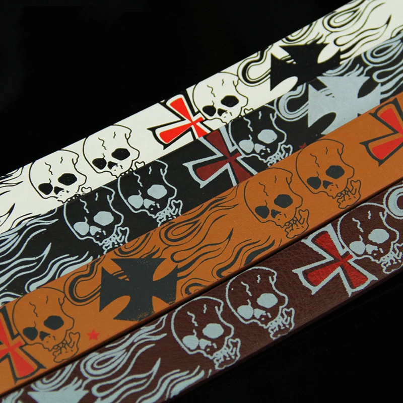 

Skeleton pattern Men Women belt for Jeans Brand Fashion pin Buckle Genuine Leather Teenage punk Belts High Quality Waist Strap